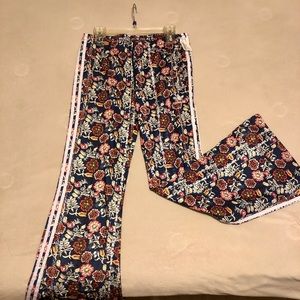 Adidas floral bell bottom track pants